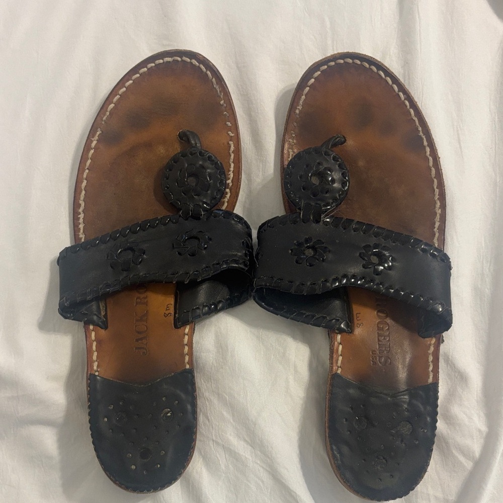 Jack Rogers Women's Black Leather Sandals